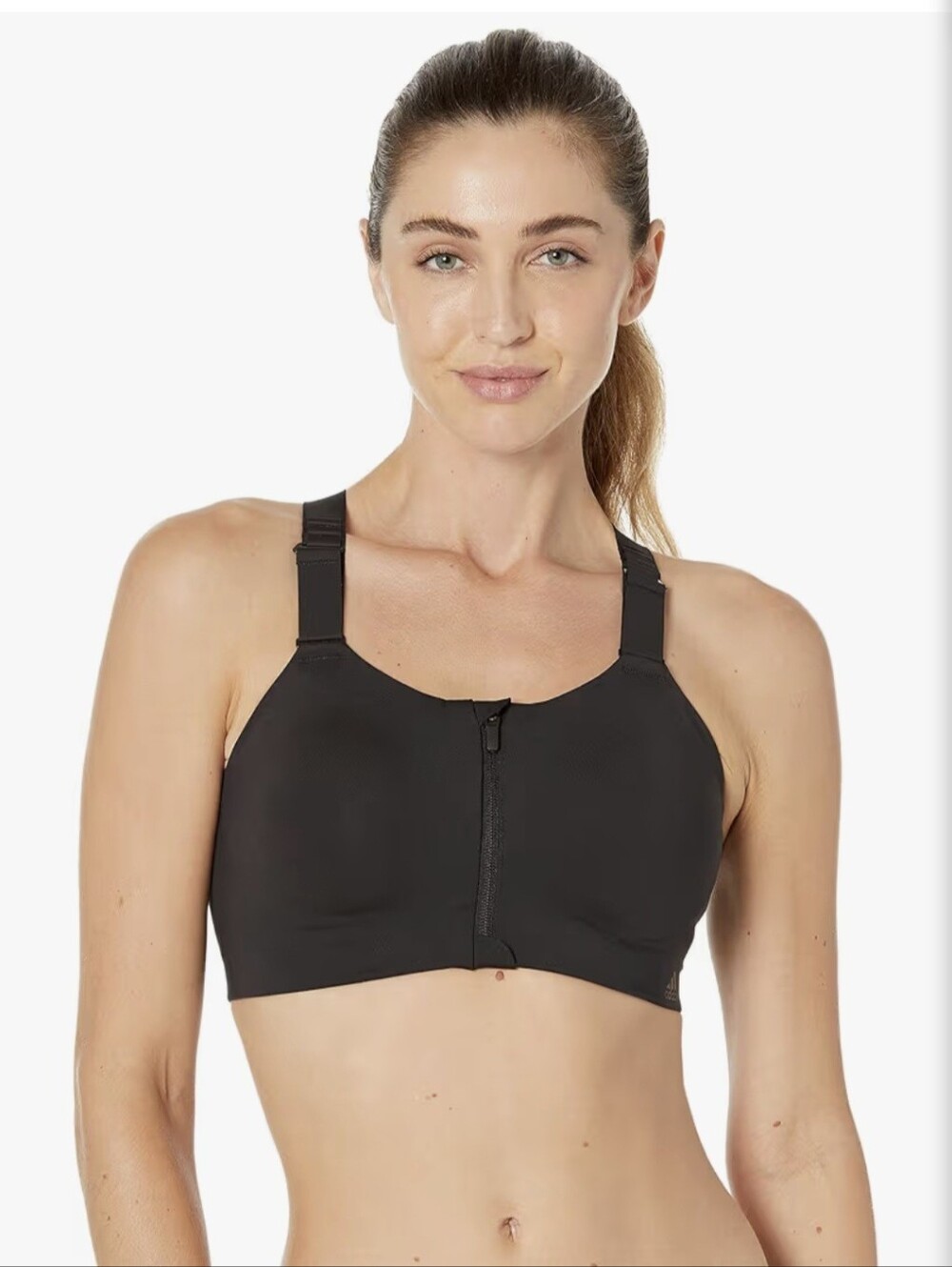 Adidas Black Front-Zip  Sports Training Bra - Women  Size 2XS (C-D) NWT